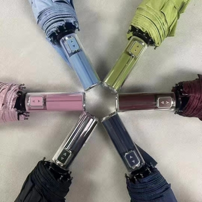 Hot Sale Three Folding Automatic Mechanical Design Handle Umbrella UV Block Umbrella