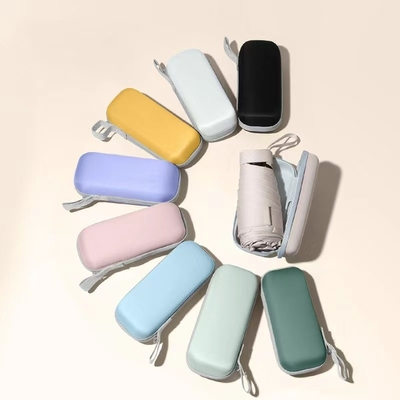 Wholesale Mini Umbrella UV Block 6 fold umbrella card bag easy to carry dual used Tiny umbrella
