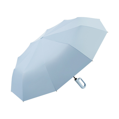 Large Round Lock Handle Pongee with Vinyl Easy yo Hang Full Automatic Windproof UV Block Umbrella