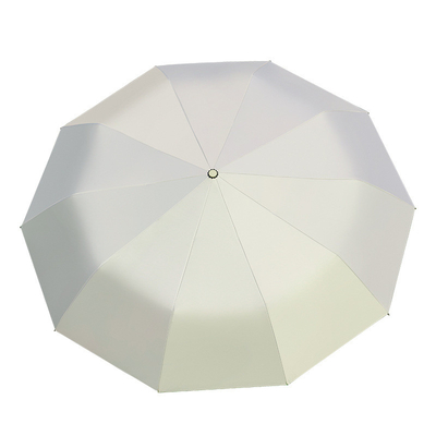 Large Round Lock Handle Pongee with Vinyl Easy yo Hang Full Automatic Windproof UV Block Umbrella