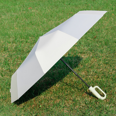 Large Round Lock Handle Pongee with Vinyl Easy yo Hang Full Automatic Windproof UV Block Umbrella