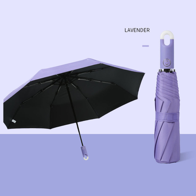 Wholesale Full automatic Lock Handle Triple folding Multi Colors Umbrella Dropship Accept
